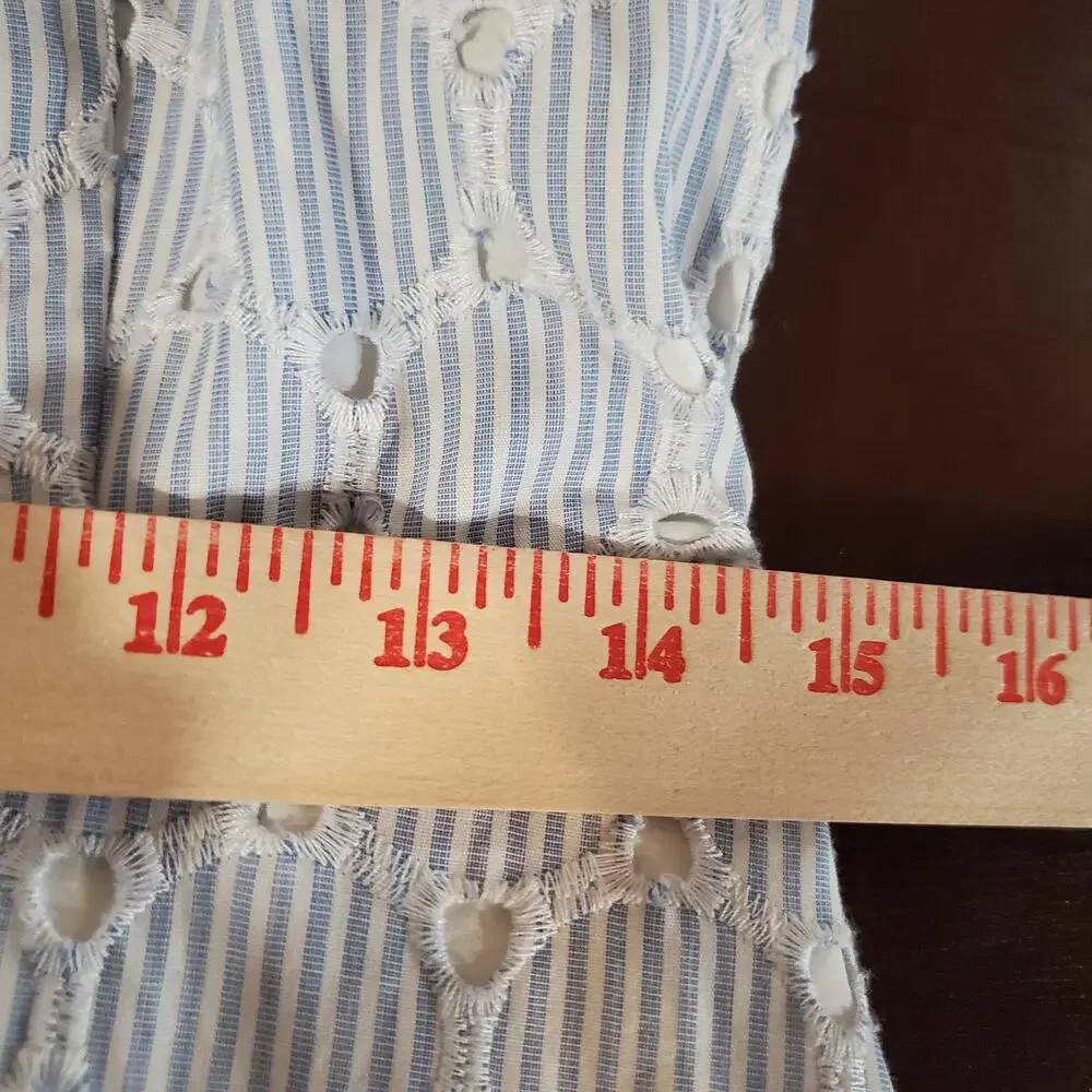 Banana Republic Eyelet Striped Button Tie Waist Convertible Sundress Size 6